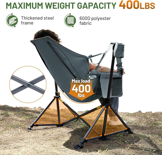 TIMBER RIDGE Hammock Camping Chair, Oversized Swinging Chair with Adjustable Back and Seat Height, Portable Folding Rocking Camping Chair for Outdoor Lawn, Backyard and Patio, Supports 400lbs