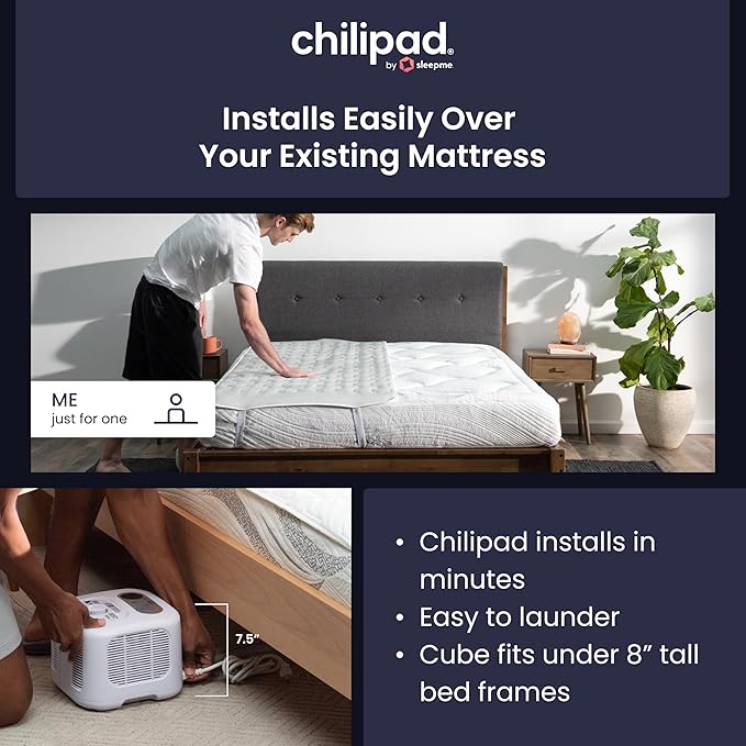 Chilipad Cube Bed Cooling System - Cooling & Heating Mattress Topper, Custom Bed Temperature, Cool Sleep Enhancement, Temp Range of 60-115°F, ME Half Cal King Bedsize (36" W x 84" L), Model CP508