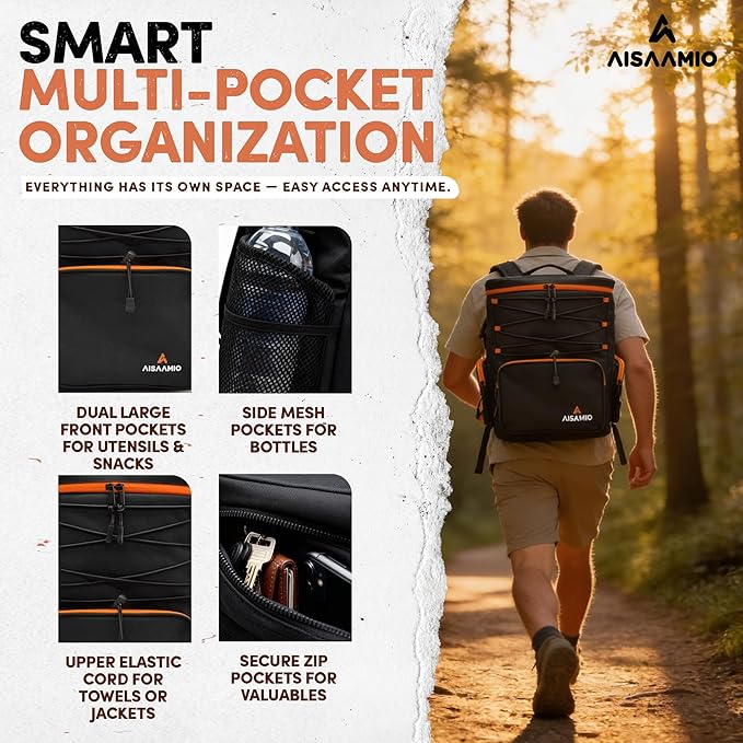Cooler Backpack Insulated Waterproof – Backpack Coolers Insulated Leak Proof for Men & Women – 35/50 Can Ice Chest Backpack Cooler for Beach, Camping, Travel & Hiking