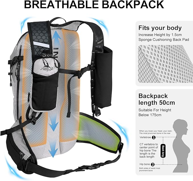 IX INOXTO Hydration Backpack, 20L Multipurpose Hiking Backpack with 2L Water Bladder, Water Backpack Insulated Hydration Pack Ideal for Hiking and Cycling