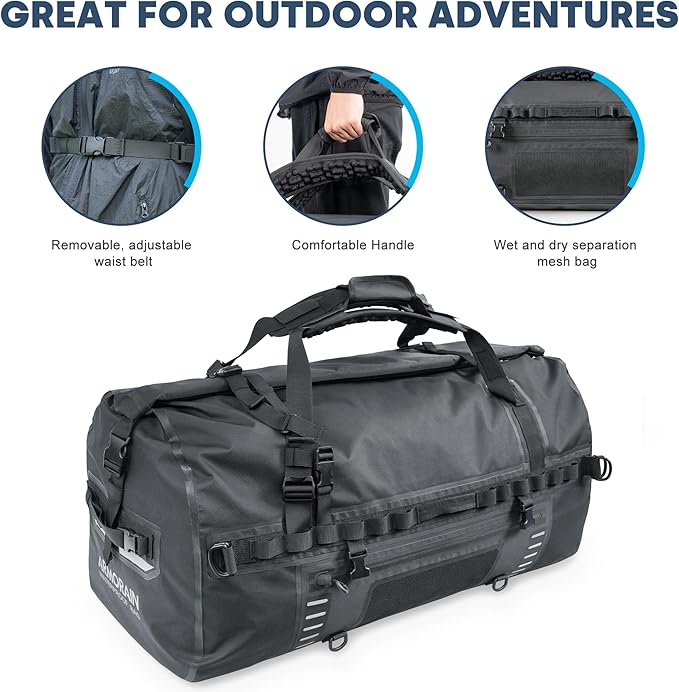 120-140L large Capacity Airtight Waterproof Travel Dry Bag,Equipped with Durable Inflatable Shoulder Straps and Handles Suitable for Diving Equipment Motorcycles Rowing Kayaking Camping