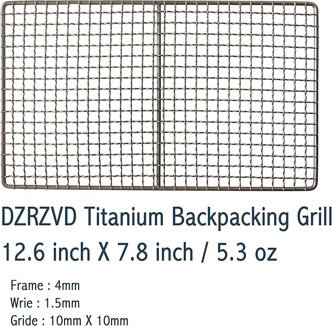 Mini Size Titanium Grill Grate for Backpacking Hiking Outdoor Camping Beach BBQ (Camping Fire Rated) - 7.48"X12.6"