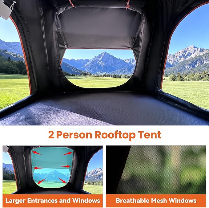 Naturnest Rooftop Tent Hard Shell, Easy Set Up Pop Up Tent for 2 Person Camping, Waterproof UV-Resistant Blackout Privacy 4 Season Tent for Pickup Truck, Jeep, SUV, Van, Trailer - Polaris