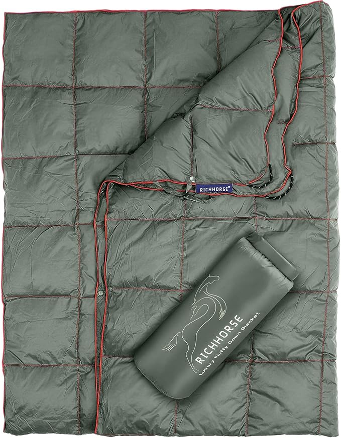 Down Camping Blanket - Camp Blanket, Lightweight, Packable, Puffy, Wearable, Water Resistant, Backpacking Quilt for Outdoor Camping, Travel and Hiking