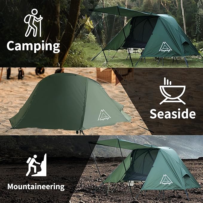 TENPLAY Cot Tent,Camping Tent,Backpacking Tent,3 Way Tent,Solo Tent,1 Person,Quick Setup,70D Nylon,pu5000mm,UV Cut,7001 Aluminium,Ultralight,Compact,Outerdoor,Hiking,Travel,Mountaineering