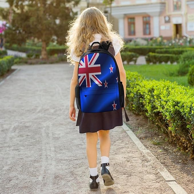 Polyester Daypack for Hiking Work Running, Big Capacity Anti-Theft Multipurpose Shoulder Bag, Flag Of New Zealand Travel and Sport Backpack Rucksack