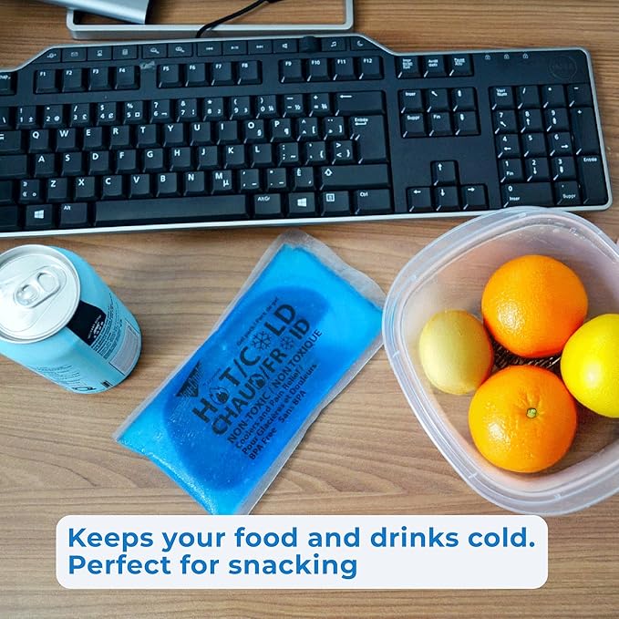 ICY-COOLS 3 Pack Reusable Hot or Cold Gel Ice Packs for Injuries, Multipurpose Ice Packs for Lunch Boxes, Long-Lasting Cold Therapy for Pain Relief, 4 x 8 Inches (Blue)