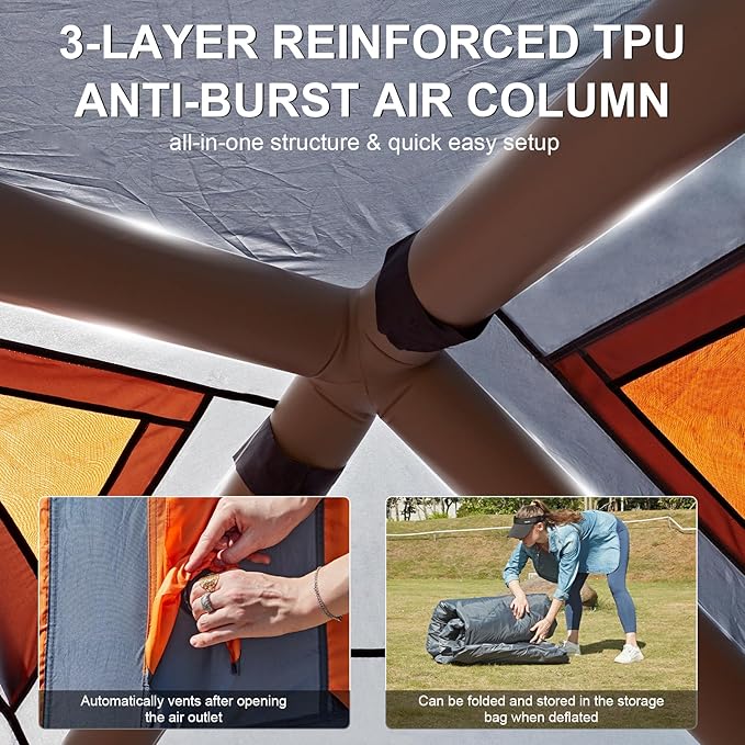 Inflatable Tents for Camping,Easy Blow Up Tent with Hand Pump,4 Seasons Waterproof Air Inflatable Camping Tent House for Family Weekend Camping