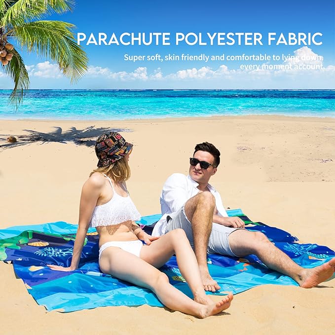 BYDOLL Beach Blanket Waterproof Sandproof Large 78''×81''/10'×9' Sand Free Oversized Sandless Picnic Mat Water Proof Packable Lightweight Blanket for Beach Camping Hiking Travel