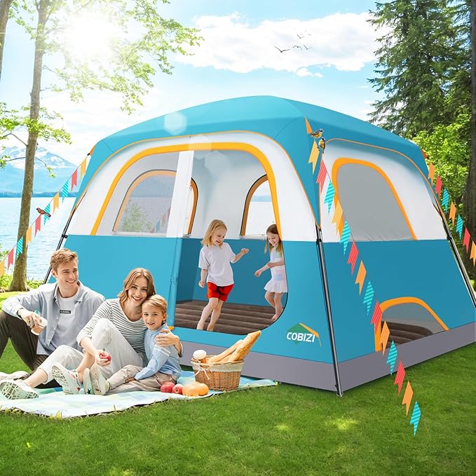 COBIZI 4-6-8-10 Person Camping Tent, Spacious Family Tents for Camping Ideal, Hiking, 3500mm Waterproof Double-Layer Windproof Tent for Hiking & Backpacking