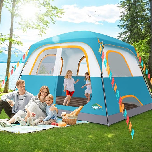 COBIZI 4-6-8-10 Person Camping Tent, Spacious Family Tents for Camping Ideal, Hiking, 3500mm Waterproof Double-Layer Windproof Tent for Hiking & Backpacking