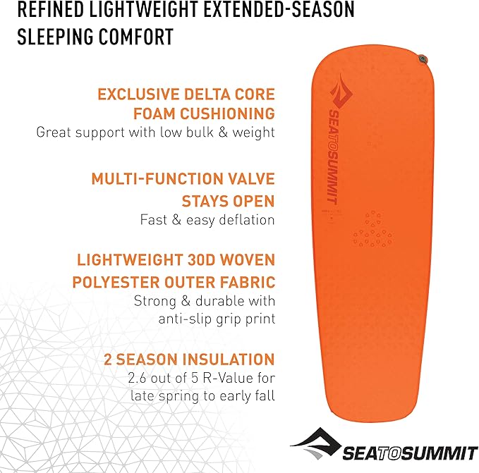 Sea to Summit Ultralight Self-Inflating Foam Sleeping Pad for Backpacking and Camping, Large (78 x 25 x 1 inches)