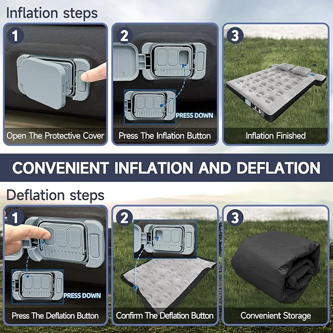 Umbrauto Truck Air Mattress for 5.5-5.8ft Full Size Truck Bed, Inflatable Pickup Airbed with Wireless Rechargeable Pump for Outdoor Travel