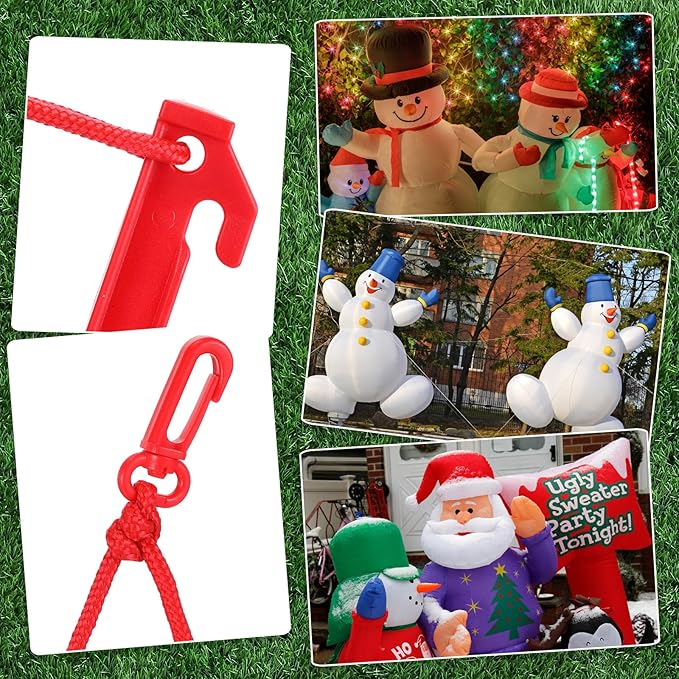 Yinkin 18 Sets Inflatable Stakes Replacement Yard Inflatable Plastic Stakes and Tethers for Halloween Lawn Tents Pegs Outdoor Camping Canopy