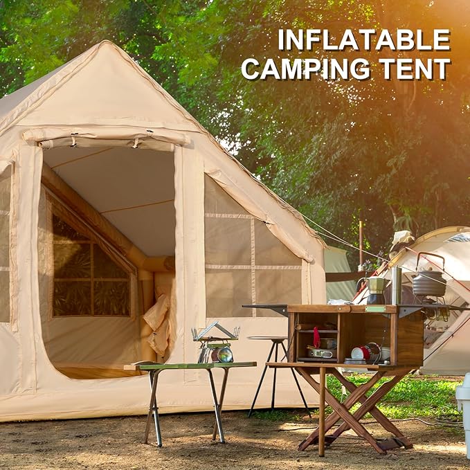 Tents for Camping - Inflatable Tent with PUM, Instant Setup Waterproof Tent, Oxford Fabric Camping Tent with Skylight, 3x2.4x2.2m Large Inflatable Camping Tent, 4 Season Family Tents for Camping