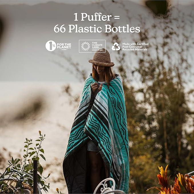 Nomadix Puffer Blanket – Water-Resistant, Eco-Friendly Insulated Blanket with Snaps for Camping, Beach, and Travel, Made from Recycled Materials