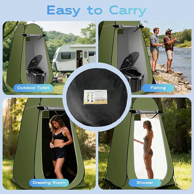 Camping Toilet with Pop Up Privacy Tent,Portable Outdoor Folding Potty,Shower Tent Dressing Room with Carry Bag for RV Travel,Truck,Beach,Fishing