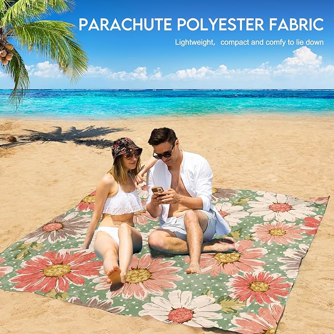 BYDOLL Beach Blanket Waterproof Sandproof Large 78''×81''/10'×9' Sand Free Oversized Sandless Picnic Mat Water Proof Packable Lightweight Blanket for Beach Camping Hiking Travel