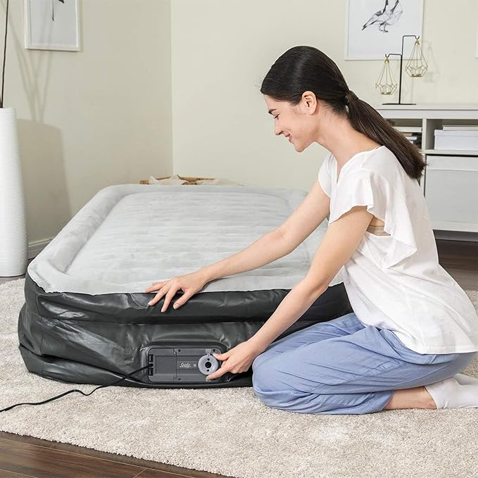 Sealy Tritech Twin Sized 20" Air Mattress Bed 2 Person w/Built-in AC Pump & Bag