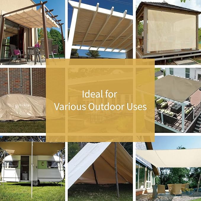 GUARD SHIELD Beige Tarp Heavy Duty Waterproof 20x20 Feet Outdoor Poly Tarps Cover Square Thick UV Resistant Canopy Tarpaulin with Grommets 10mil