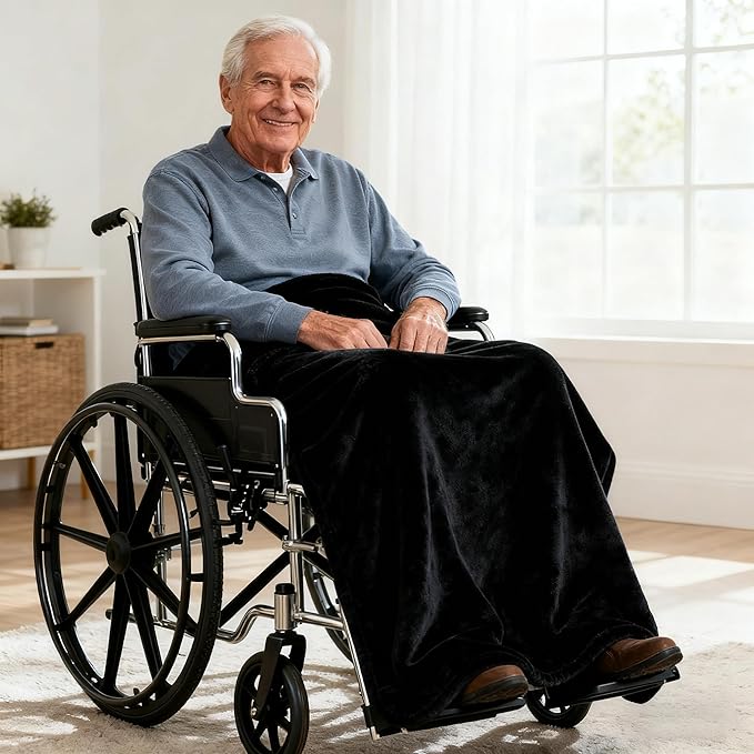 SNZ Cozy Wearable Blanket for Women & Men - 60"x33" Fleece Poncho, Warm Office Chair Lap Blanket, Travel, Camping & Home Wrap - Comfy Poncho Throw - Gift for Mom, Elderly