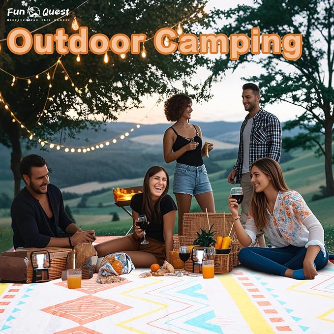Picnic Blanket Waterproof – Large Sandproof Beach Blanket & Beach Mat, Foldable Machine Washable Outdoor Lawn Blanket, Stadium Blanket & Outside Blankets for Grass, Camping, Park, Travel