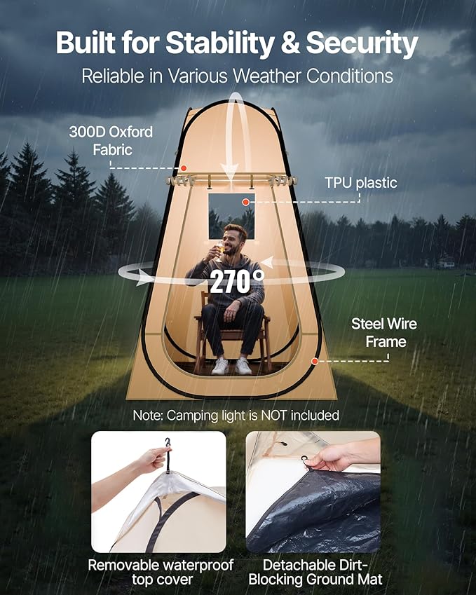 VEVOR Pop up Sports Tent, 8 Sizes Optional Clear Bubble Tent for 1-6 Person, Waterproof Outdoor Pod with Floor Mat & Top Cover, Garden Igloo Dome Tents Camping Shelter for Sports Watching