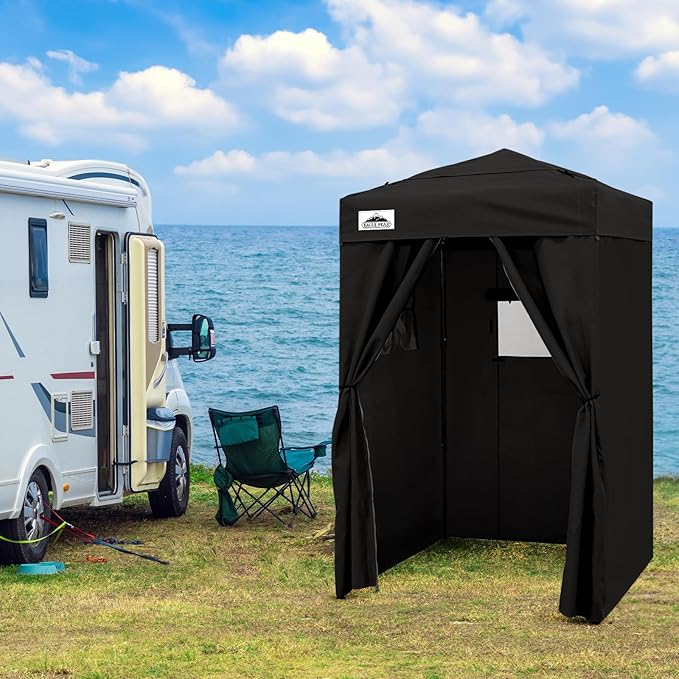 EAGLE PEAK Flex Ultra Compact 4x4 Pop-up Canopy Tent with Vented Top, Sun Shelter, Fast Set Up Changing Room, Portable Privacy Canopy for Camping, Photoshoots, and More (Black)