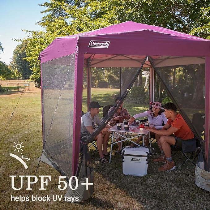 Coleman Back Home Screened Canopy Tent with Instant Setup, Outdoor Gazebo for Bug-Free Lounging, Fits Over Picnic Tables, Ideal for Parties, Events, Tailgates, Dining, & More