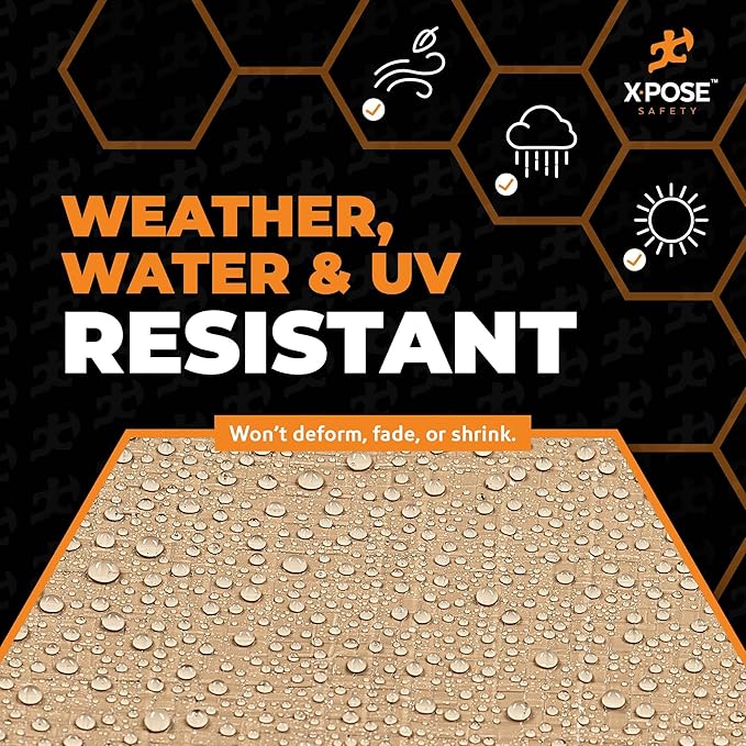 Heavy Duty Tan Poly Tarp 24' X 24' - Multipurpose Protective Cover - Durable, Waterproof, Weather Proof, Rip and Tear Resistant - Extra Thick 12 Mil Polyethylene - by Xpose Safety