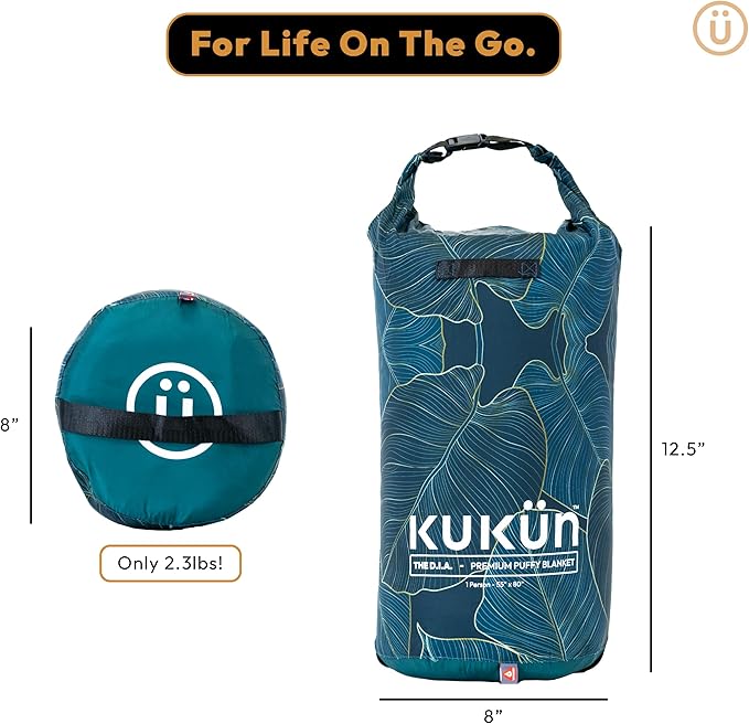 Versatile Packable Outdoor Camping Blanket, Puffy Blanket, Primaloft® Insulation, Warm, Durable, Lightweight, Waterproof, Oversize, Beach, Stadium, and More! 55"x80" (Golden Foliage)