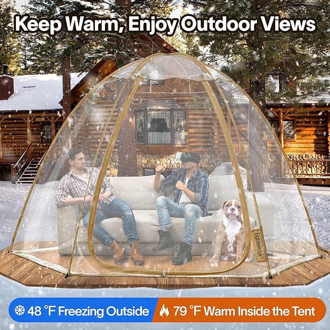 Alvantor Pop Up Bubble Tent,Large Oversize Igloo Screen House,4-6 Person Cold Protection Outdoor Igloo, Winter Tent Snaps Fit 10'x10'x6.5'