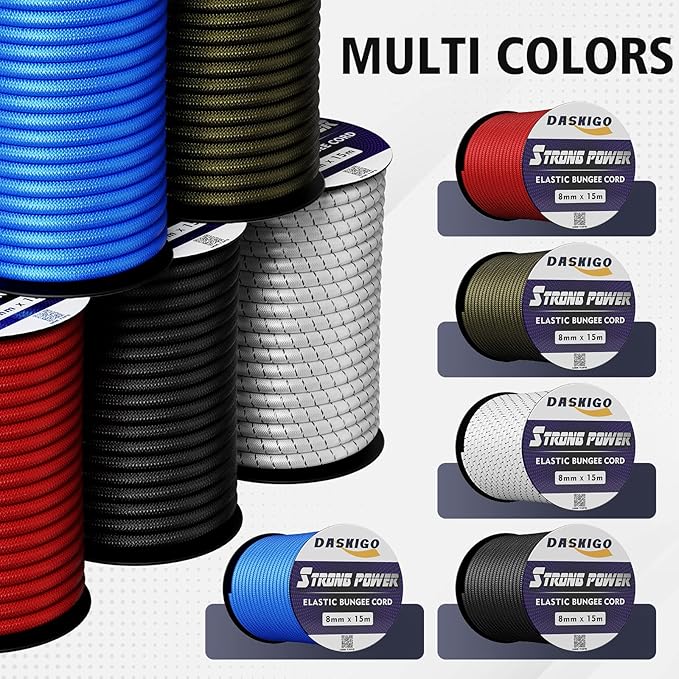 Elastic Bungee Shock Cord 3-8mm (Army Green, 5/16'' x 50FT)