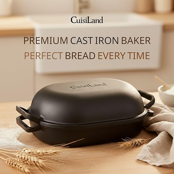 Cuisiland Large Heavy Duty Pre-seasoned Cast Iron Bread & Loaf Pan - A perfect way for baking