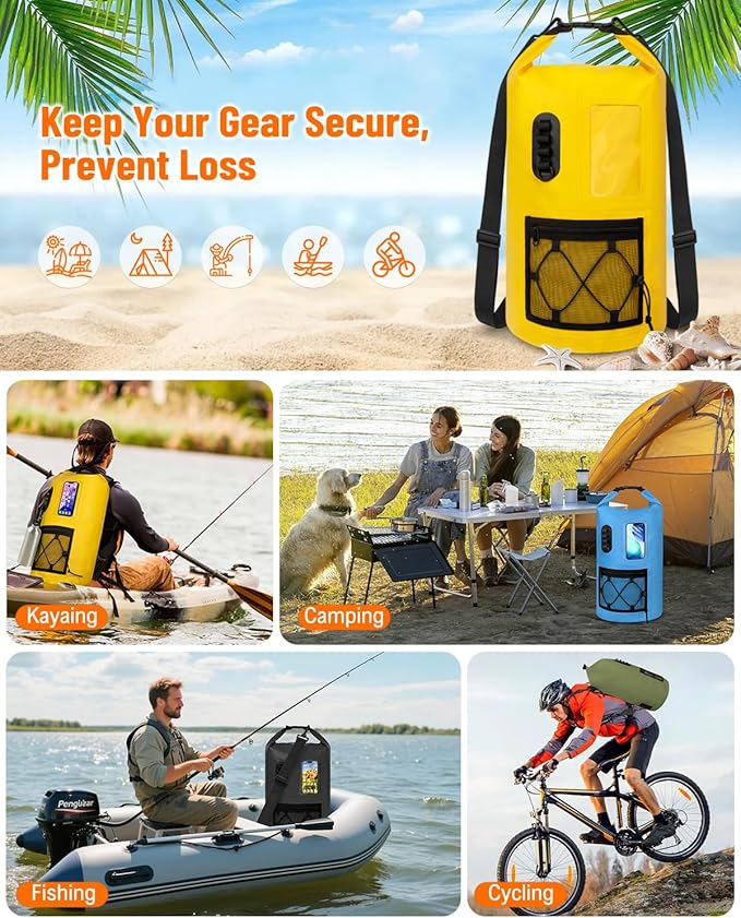 Waterproof Dry Bag, 20L/30L Roll Top Waterproof Backpack with Waterproof Phone Case, Heavy Duty Storage Bag for Women Men, for Travel, Kayaking, Boating, Rafting, Camping, Hiking & Beach