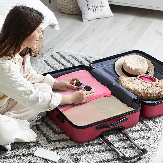 Carry on Compression Packing Cubes Travel for Suitcases ，Compressible Packing Cubes for Travel Women Packing Organizers 4 Set Ultralight (multicolor)
