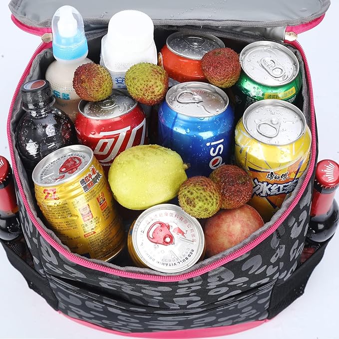 Leopard Camping Cooler Backpack Ice Chest Lunch Backpack 24 Cans Insulated Leak Proof Soft Beach Cooler Bag for Men Women Camping Hiking Picnic Travel Summer