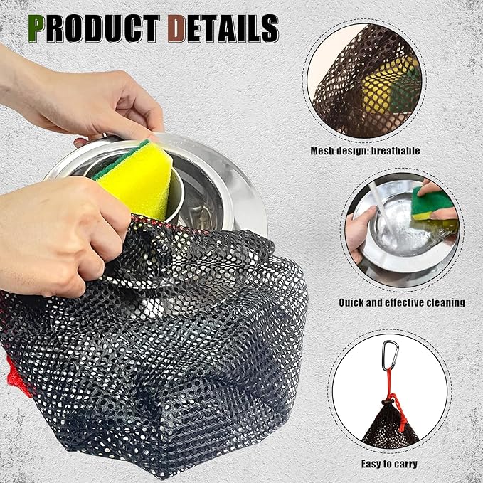 Scout Camping Mess Kit for Person 18/8 Stainless Steel Utensils Camping Dinnerware Kit Boy Scout Dishes Set Girl Scout Mess Kit with Mesh Bag Camping Cutlery Set for Travel Trip School Camp