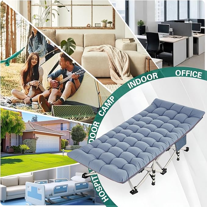 2 Pack Extra Wide Camping Cot with Comfortable Mattress for Adults Oversize XXL Cots for Camping Bed Folding Cot Heavy Duty with Carry Bag for Outdoor Indoor Home