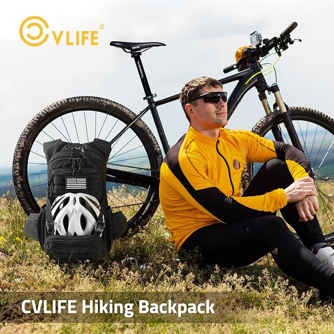 CVLIFE Tactical Hydration Pack 3L - Lightweight Water Bag With Bladder for Men Women, Heavy Duty Molle Backpack for Hiking, Cycling, Running, Hunting