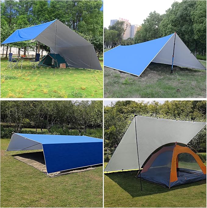 Wind Tour Portable Multifunctional Tent Footprint Traveling Awning Backpacking Rain Fly Tarp Waterproof Shelter Outdoor Camping Tarp Sun Shelter for Hiking, Beach (177236 in)