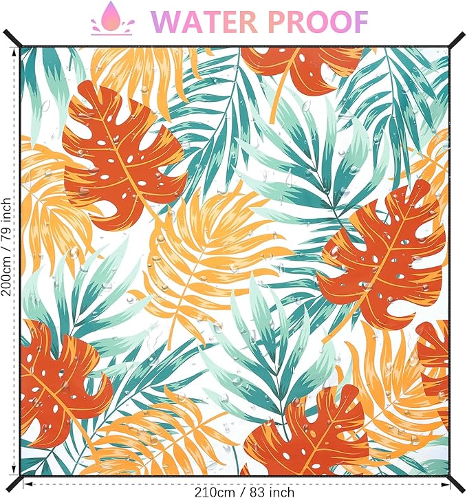 Beach Blanket, Sandproof Beach Mat, Waterproof Quick Drying Lightweight Outdoor Aztec Picnic Mat 79" X 83"/120"x108" for 2-8 Adults for Travel, Camping, Hiking