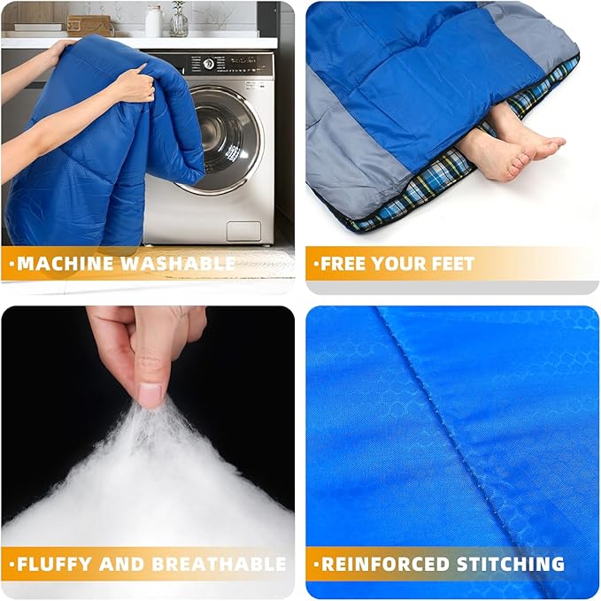 Cotton Flannel Liner Sleeping Bag for Adults Teens Kids, Cold Weather &Warm, 3 Seasons, Lightweight Compact Camping Essentials Equipment, Hiking, Outdoor, Travel