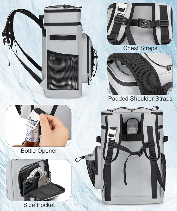 Insulated Cooler Backpack, 40L Leakproof Backpack with Double Compartments for Men & Women, Large Lunch Cooler for Camping, Beach, Travel, Picnic, Up to 48 Cans