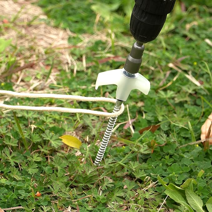 15 Pcs Super Heavy Duty Threaded Tent Stakes - Screw Style Glow-in-The-Dark Ground Anchor Pegs with 13MM Hex Drill Adapter and Storage Bag