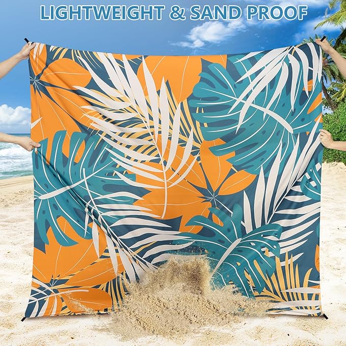 Beach Blanket Waterproof Sandproof Extra Large Beach Mat 79" X 83"/120"x108"for 1-8 Adults Quick Drying Durable Outdoor Picnic Mat for Beach Travel Camping Hiking