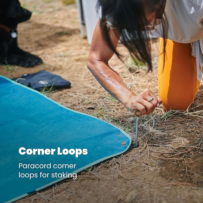 Rumpl Everywhere Mat, Waterproof Picnic Blanket and Ground Mat for Camping, Hiking, and Picnicking, 52x75 Inches, Ocean Fade