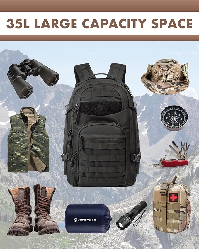 TRAILKICKER Tactical Laptop Backpack Military Backpack for Men Black Tactical Bag Backpack