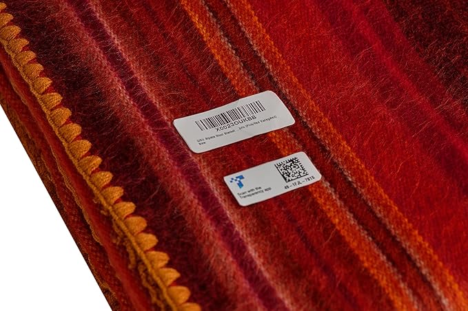 QISU Alpaca Wool Blanket Throw | Large, Beautiful, Warm, Variegated | 85 x 65 inches | Ultra-Soft, Hypoallergenic and Breathable | Non-Itchy or Scratchy Fabric (Pink/Red Variegated)