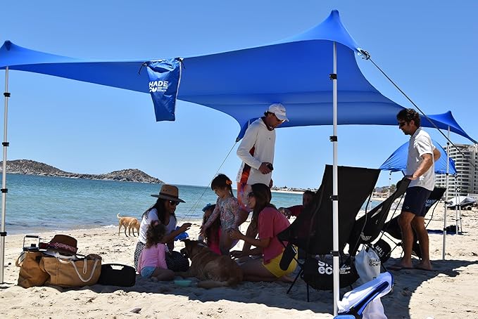 Nomad XL Beach Canopy Tent Sun Shade 8.5x15 FT – UPF50+ Portable 4-Post Beach Tent Canopy with Easy Setup & Carry Bag – Large Sun Shelter for Camping, Picnic, Backyard & Travel